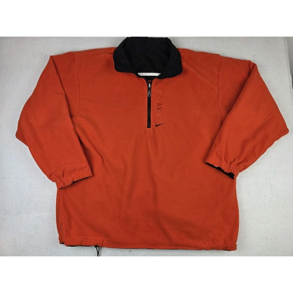 Vintage Team Nike Oregon Beavers 1/4 Zip Reversible Windbreaker Jacket Size XL